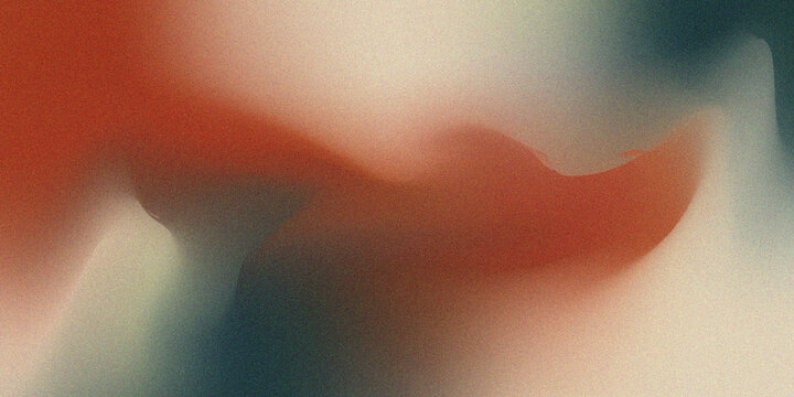 Abstract background featuring a soft, blurred gradient with a grainy, film-like texture, blending warm orange, deep teal, and neutral beige tones.