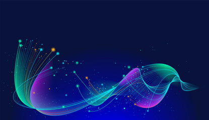 Illustration of abstract stream, AI brain concept. Artificial intelligence. Big data, technology, AI, data transfer, data flow, large language model, generative AI background © Krot_Studio