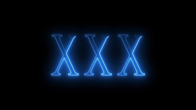 Triple X text animation with neon glow 