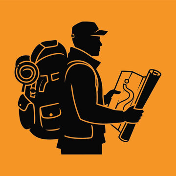 Man with a backpack and map.