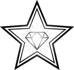Obraz premium Black star shape with diamond center.