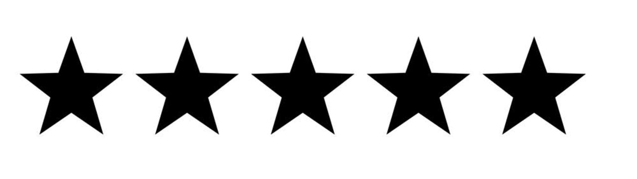 5 star customer review icon on black background