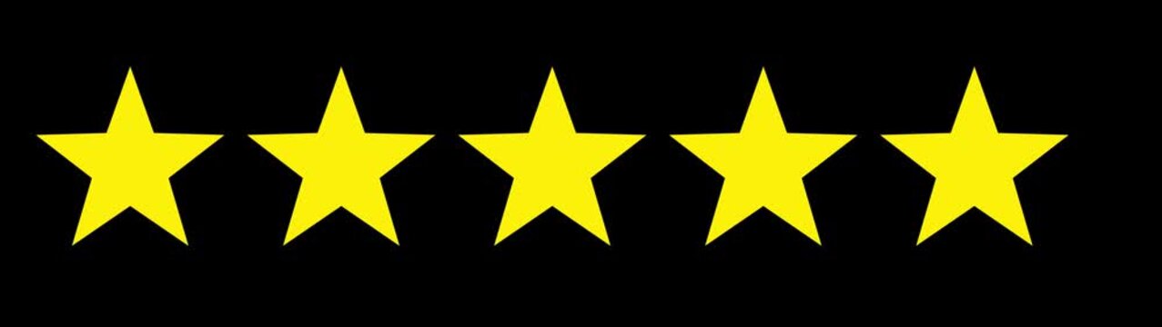 5 star customer review icon on black background