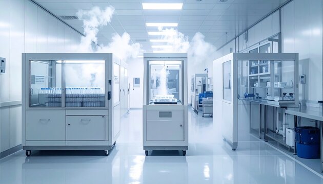 Cleanroom Laboratory With Laminar Flow Hood Equipment