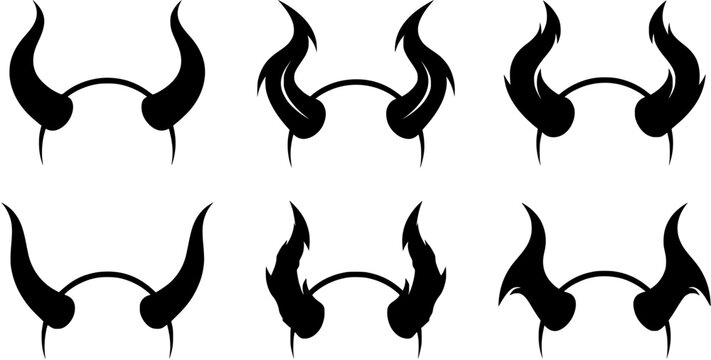 Set of devil horns silhouette vector art