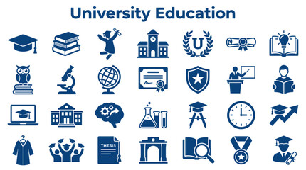 Fototapeta premium University Education Icons Collection Representing Academic Achievement and Learning Concepts