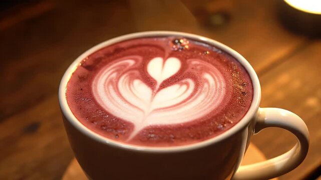 Delightful Red Velvet Latte with Pretty Heart Art