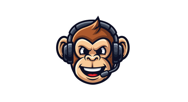 Cartoon monkey wearing a headset.