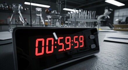 Naklejka premium Digital Timer in Laboratory Setting