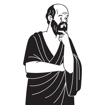 Vector illustration of an ancient Greek philosopher in a thinking pose. Representing wisdom, logic, and classical education