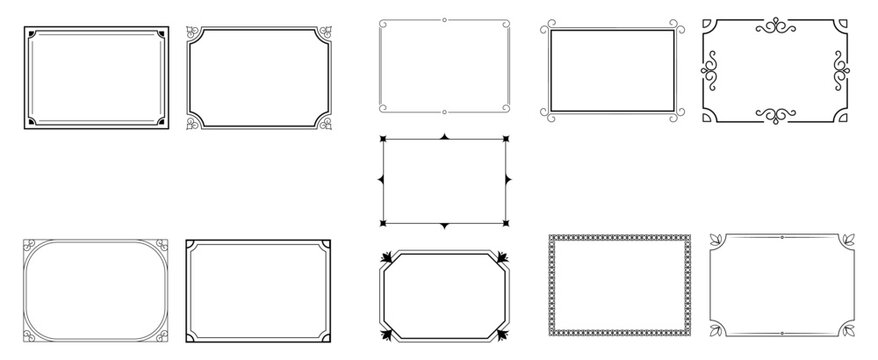 Ornate Vintage Frame Border Label Rectangle Vector Set