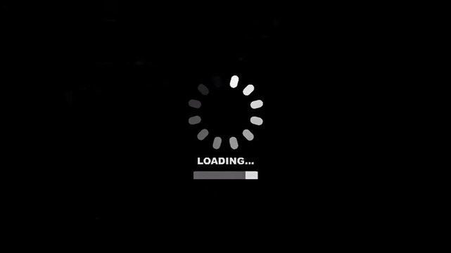 Digital loading progress indicator symbolizing a system process or data retrieval activity, providing visual feedback during a period of user anticipation and wait time