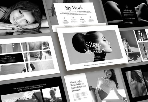 Portfolio Presentation or Photo Albym Horizontal Template with Pale Blue Elements