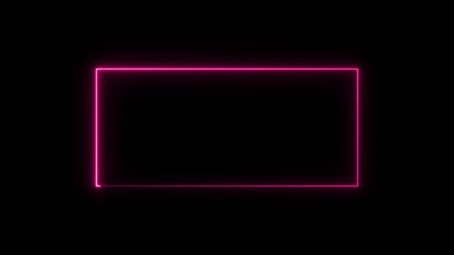 Neon pink glowing rectangular frame animation, abstract light border overlay for digital and social media