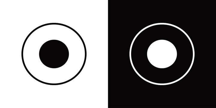 録画のアイコン。白い線と黒い線のモノクロベクターイラストセット