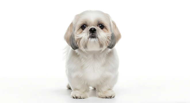Small white dog with long fur.