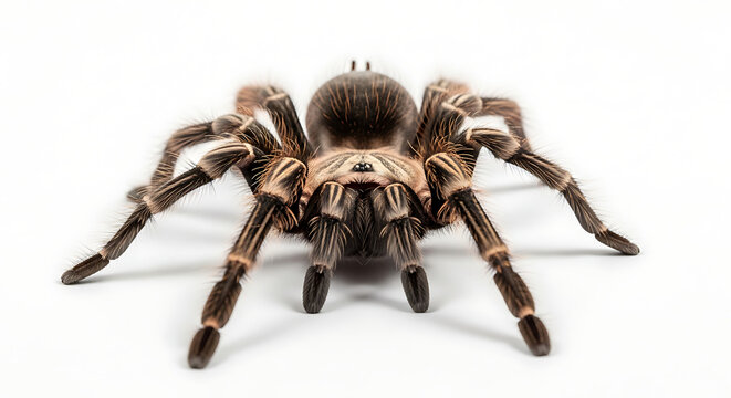Brown Tarantula Spider Closeup Front View.