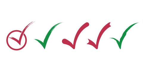 Check mark icons hand drawn style red and green colors vector  © Designtok77