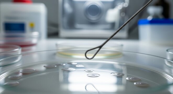 Lab tool transferring bacterial colonies in petri dish