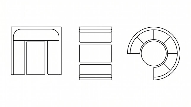 Architectural Restaurant Furniture CAD Block Booth Seating Top View Symbols Vector Drafting Set