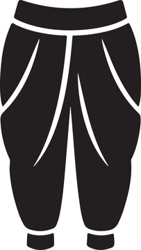 black harem pants icon, traditional middle eastern or indian trousers, loose fit fashion apparel for comfort.