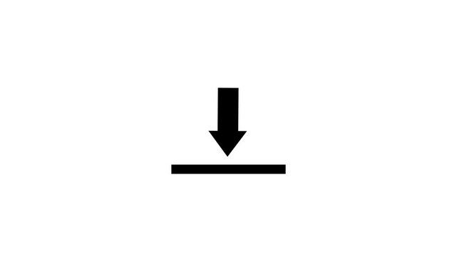 Download icon sign. White swipe down arrow icon