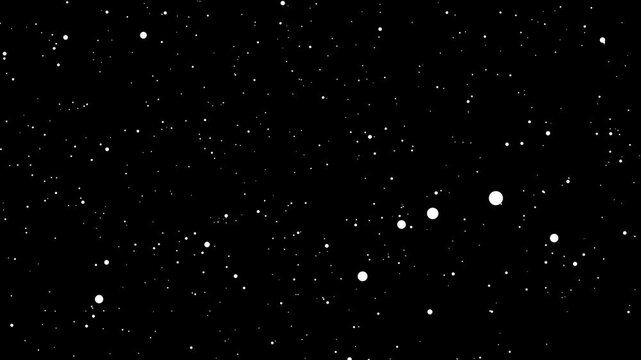 Dynamic Dust Particles Randomly Float In Space. Black and white galaxy universal time travel animation.
