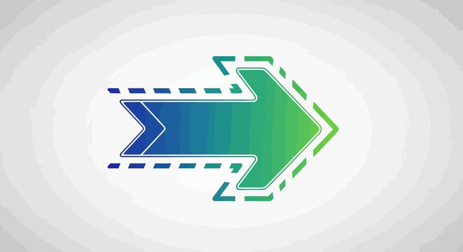 A blue and green arrow pointing right.