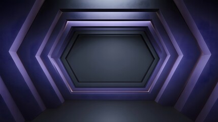 Fototapeta premium A sleek modern geometric tunnel entrance featuring repeating hexagonal panels in deep violet and rich purple tones