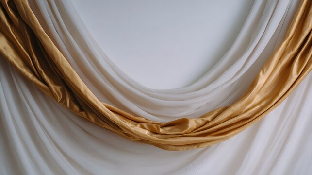 Luxurious studio backdrop featuring rich gold and creamy white draped textiles creating an elegant and sophisticated visual setting