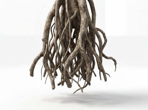 Intricate network of exposed tree roots