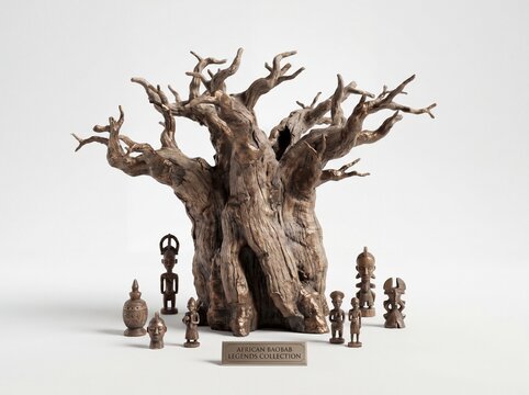 African baobab legends collection sculpture set
