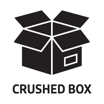 crushed box icon black silhouette on white background