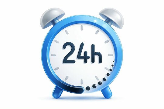 Blue digital alarm clock showing 24 hour format