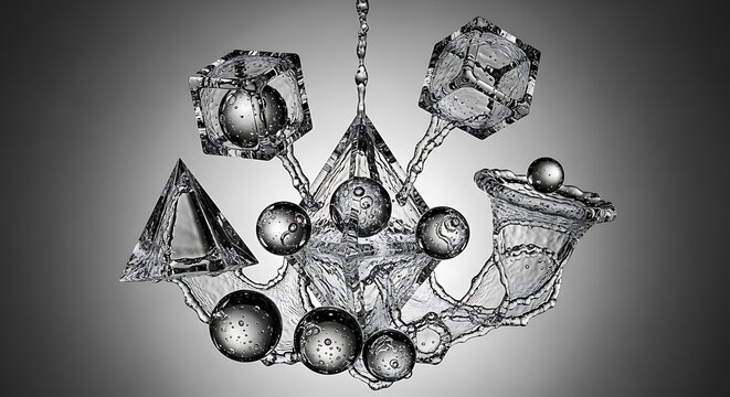 Geometric shapes in a chandelier.