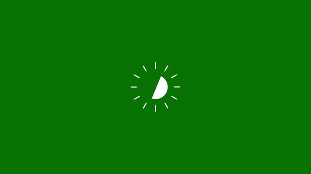 Unique white half moon shape with radiating dash lines contracting on green screen chroma key background minimalist motion graphics for creative transitions high quality loopable 4k footage.