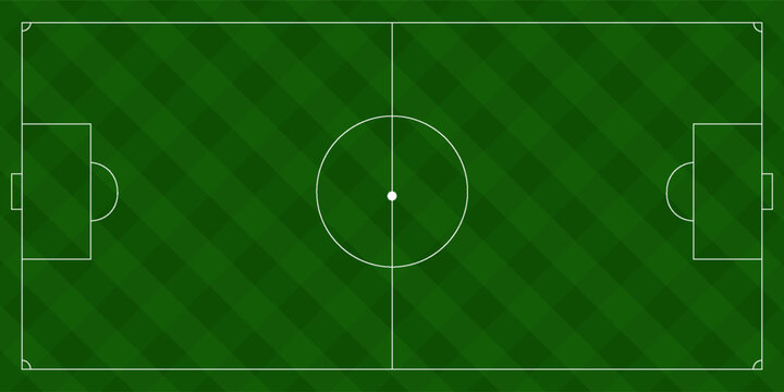 Marking Soccer Field. Top View of Green Grass Field. Stadium Pitch Background. Abstract Grass Turf Pattern. Green Realistic Sport Ground Texture for Football and Baseball Games. Vector Stadium Lines 