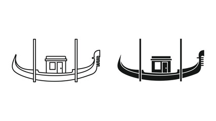 Vector illustration of two gondola boats with buildings on them in black and white © SHAHRIYAR RASEL
