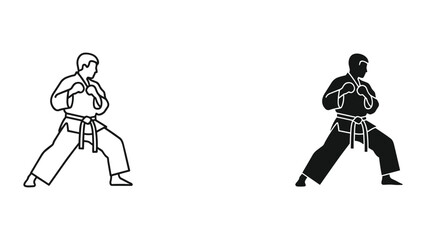 Vector illustration of two karate fighters in different styles on white background © SHAHRIYAR RASEL