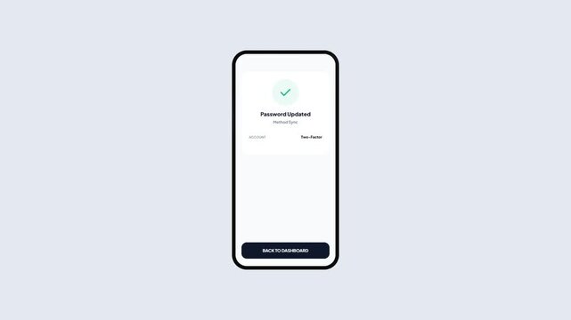 Mobile Security App Interface Showing Successful Password Update with Two-Factor Authentication Verification