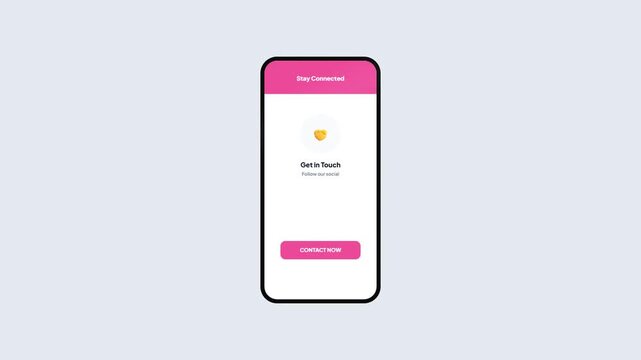 Mobile App Stay Connected Screen with Social Media Follow Prompt and CTA Button