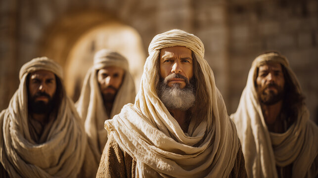 Pharisees in the Streets of Jerusalem, New Testament Bible Concept
