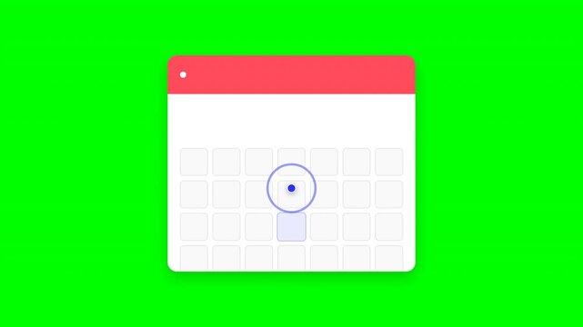 Dynamic Calendar Animation Showing Monthly Overview with Smooth Transitions and Modern Design on Bright Green Background