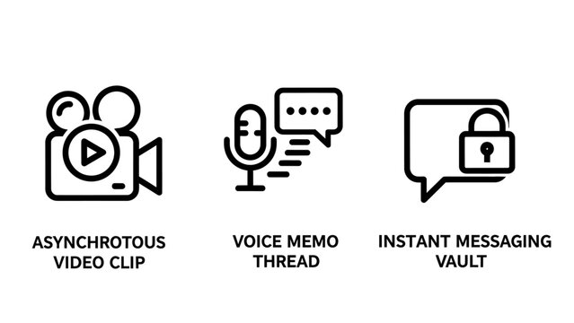 Asynchronous voice memo thread instant messaging vault icons for digital communication and security with asynchronous messaging communication security recording microphone conversation internet
