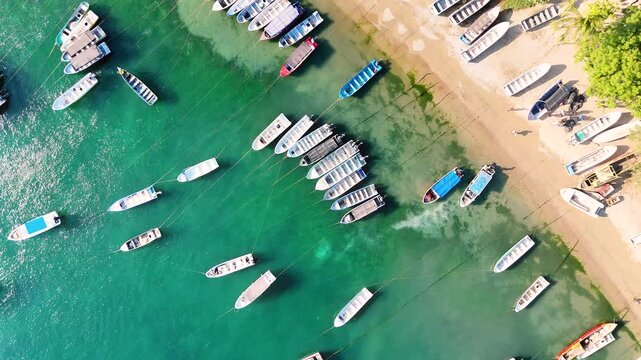 Aerial View of Taganga and Tayrona Coast &ndash; Cinematic Caribbean Nature near Santa Marta in Colombia