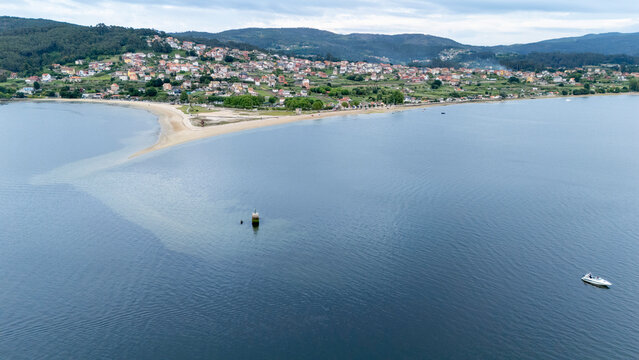 Cesantes beach and village in r&iacute;a de vigo