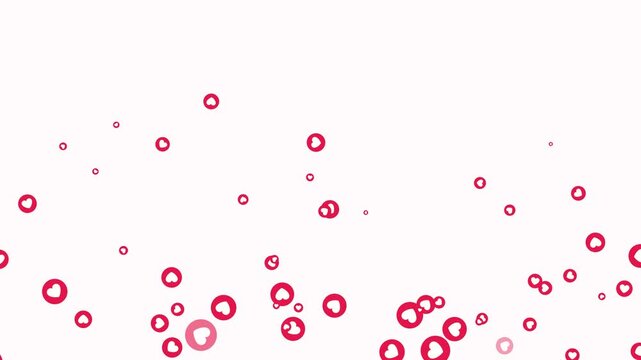Animated social media love reactions against on white background. Social media flying love heart emoji particles moving. Stream reactions in social media. Love button emoji motion graphic