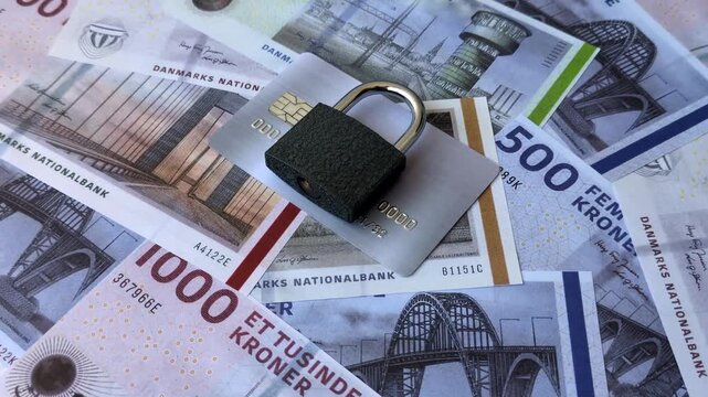 Blocking of a bank debit card, account, or bill, fraud, or bankruptcy. Blocking of a bank card as a background for your design