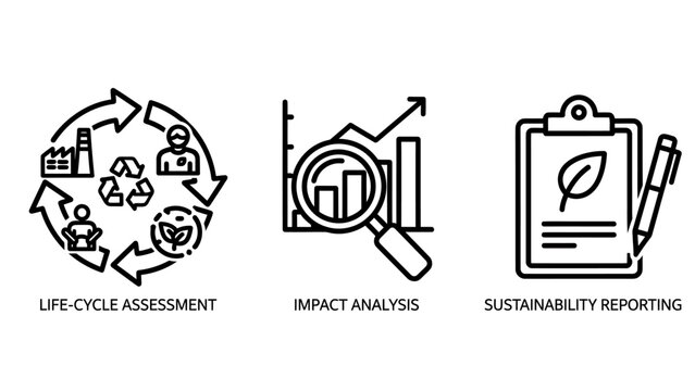 Life cycle assessment and impact analysis reporting with sustainability analysis reporting environment assessment lifecycle business recycling evaluation planning document clipboard