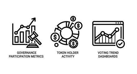Fototapeta premium Blockchain governance participation metrics token holder activity and voting trend dashboards with blockchain governance participation activity dashboards currency investment analytics